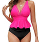 Conjunto de tankini peplum para mujer con braguita