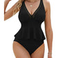 Conjunto de tankini peplum para mujer con braguita
