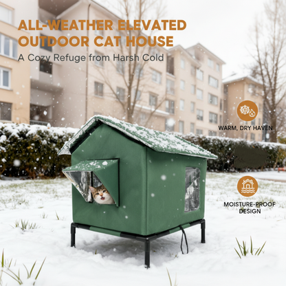 ⏰🔥 ¡50% DE DESCUENTO POR TIEMPO LIMITADO! 🐱🏡 Casita Elevada para Gatos – Impermeable, Aislada y Plegable para Exterior 🌧️✨
