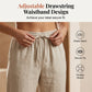 👖 ¡50% DE DESCUENTO POR TIEMPO LIMITADO! ✨ Capris de algodón y lino para mujer: holgados, cortos, con dobladillo enrollado y bolsillos 🌿