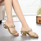 📢📢¡Último día: 50 % de descuento!!⏰Sandalias de moda para mujer: tacón bajo, pedrería y detalles metálicos 👡 Para el verano y el día a día