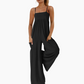 Traje de piernas anchas sin espalda con correa de playa casual