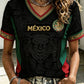 Camiseta estampada con diseño artístico para amantes del fútbol mexicano, para mujer