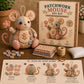 Kit de costura artesanal con un ratoncito de peluche de estilo vintage
