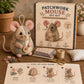 Kit de costura artesanal con un ratoncito de peluche de estilo vintage