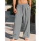 Pantalones holgados informales de algodón y lino para hombre.