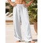 Pantalones holgados informales de algodón y lino para hombre.
