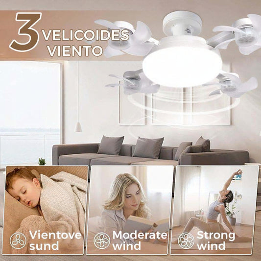 🌀Nueva Luz Ventilador de Techo Socket E27 – Ventilador LED silencioso 2 en 1 con control remoto, combinación de refrigeración y iluminación ahorradora de energía para dormitorios del hogar
