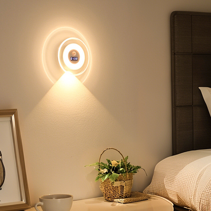 Luz nocturna inteligente LED con reloj y sensor de movimiento