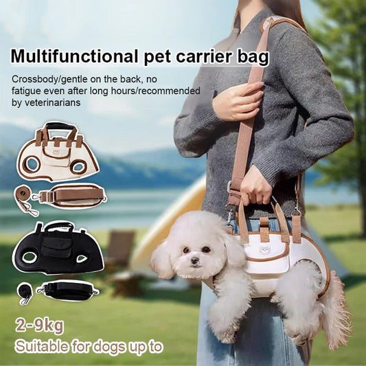 🐾 ¡50% DE DESCUENTO POR TIEMPO LIMITADO! 🎒 Mochila y Bolso Bandolera Portátil y Transpirable para Mascotas – 2 en 1, Correa Acolchada, Ajustable 🚶