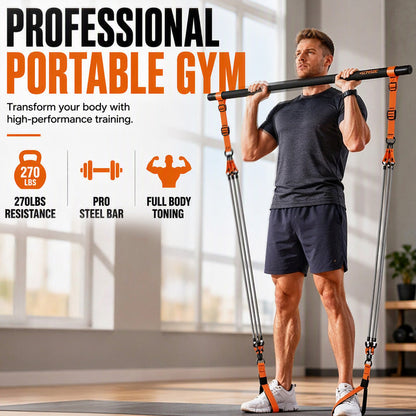 🧘‍♀️✨ Kit Barra Pilates Portátil con 6 Bandas – Moldea tu Cuerpo, Tonifica Glúteos, Brazos y Abdomen en Casa o al Aire Libre 🏠💪