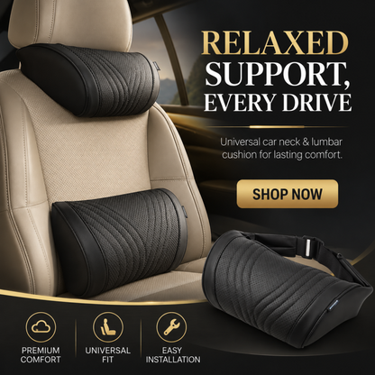 🚗💤 ¡Alivia la fatiga al conducir! Almohada universal de espuma viscoelástica para el cuello y el reposacabezas del coche, cojín ergonómico para viajes largos por carretera.