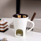 Taza de cerámica para fondue de chocolate y queso · 200 ml · Con tenedor