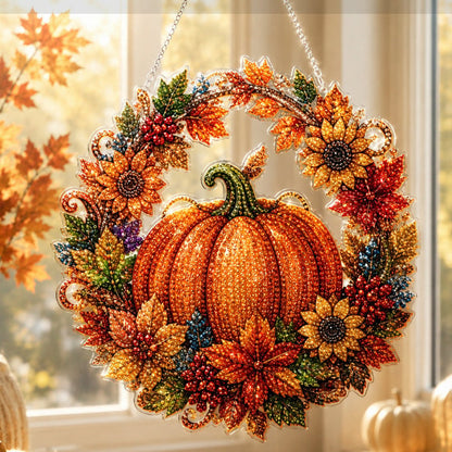 🎃✨ Corona Otoñal de Calabaza con Rombo – Kit DIY Completo, Cuelga y Decora tu Puerta con Encanto Rústico 🍂🏠