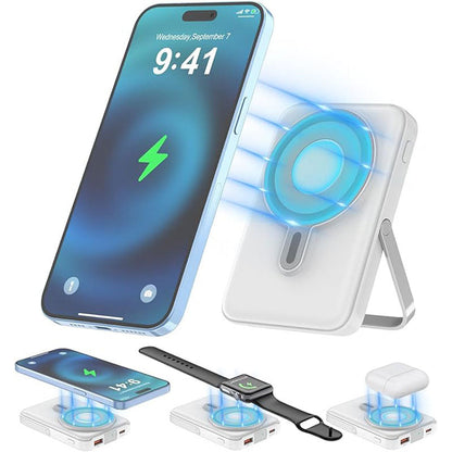 🧲⚡ Batería Externa Magnética de Carga Rápida – Soporte Integrado, Pega a tu Celular y Mientras Carga Sigue Viendo Tus Series 📱🎬