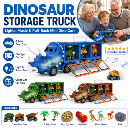🦖🚛 Camión Transportador de Dinosaurios Interactivo – Sonidos, Luces y Figuras Móviles para una Aventura Prehistórica Divertida ✨🎮