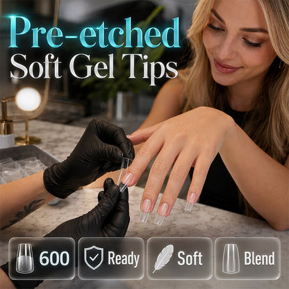 💅✨ Tips de Gel Suave Pre-Limados – Sin Necesidad de Lijar, Curva Natural y Ajuste Cómodo para Uñas Perfectas en Minutos 🎯💖