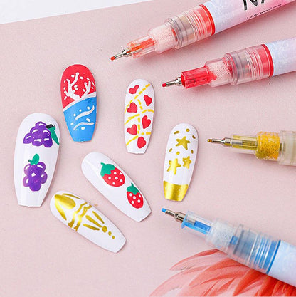 ✨ Bolígrafo para decoración de uñas DIY – Set de 12 rotuladores curvos para manicura 💅🎨