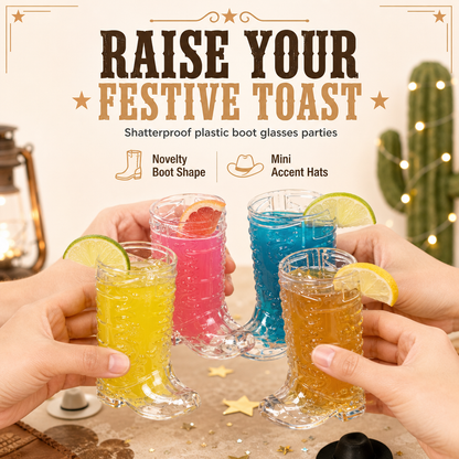 🤠🥃 Vasos de Chupito con Forma de Bota Vaquera y Mini Sombrero – Set Divertido para Fiestas, Despedidas y Cumpleaños Temáticos 🌵✨
