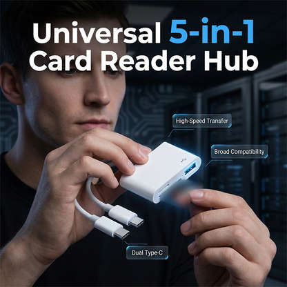 💾✨ Lector de Tarjetas 5 en 1 sin Adaptador – Transfiere Archivos al Instante, Compatible con SD, Micro SD y Más, Plug and Play 🚀🔌