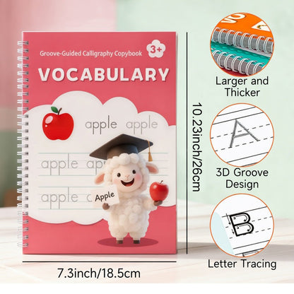 ✏️✨ Cuaderno de Caligrafía para Niños – Reutilizable con Tinta que Desaparece, Practica Escribir sin Gastar Hojas 🎒📚