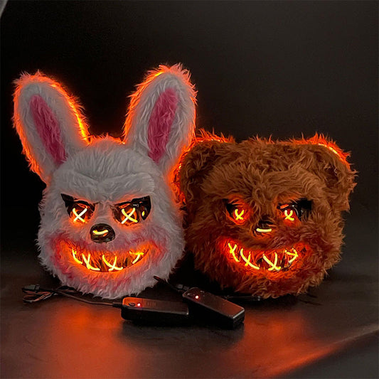 Peluche de Halloween: Conejo/oso espeluznante con máscara ensangrentada
