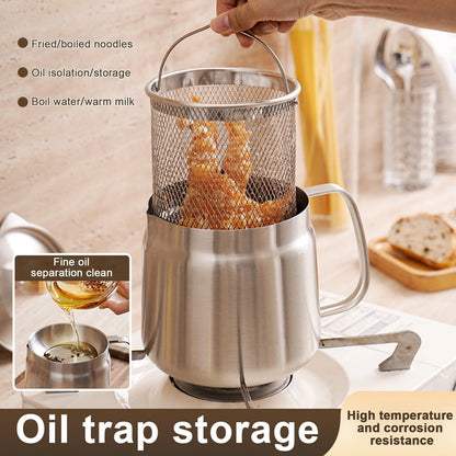 ¡Tensión y reutilización del aceite al instante! Pote de filtro de aceite inoxidable 2 en 1